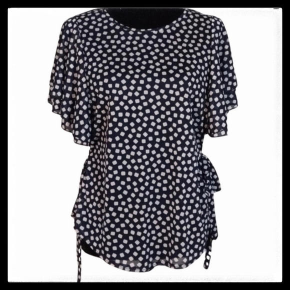 Unbranded Polka Dot Top With Side Tie And Flutter Sleeve Size Small - Picture 1 of 6